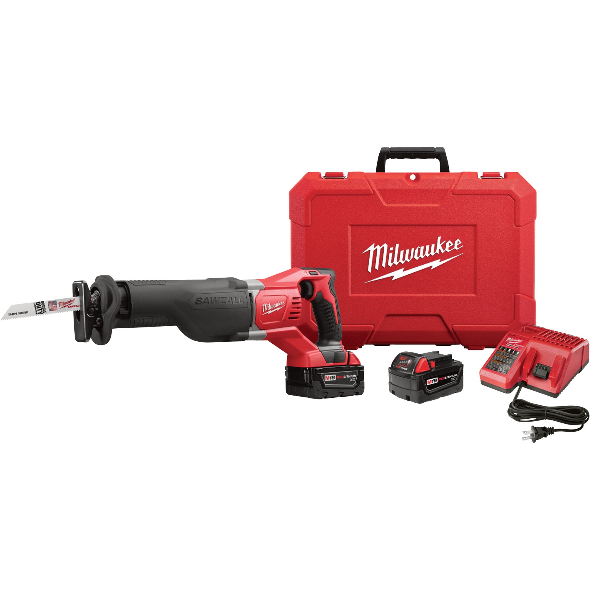 Milwaukee M18 Sawzall Reciprocating Saw — Two Batteries, Charger, Model# 2621-22
